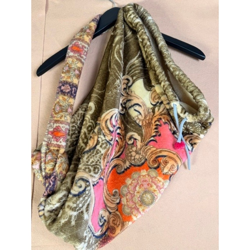 Johnny Was Boho Paisley Floral Plush Hobo Shoulder Bag Oversized 22"